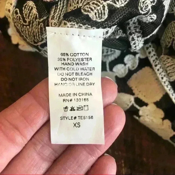 Anthropologie | Everleigh Rococo Sheer Black & Cream Embroidery Blouse - Picture 7 of 7